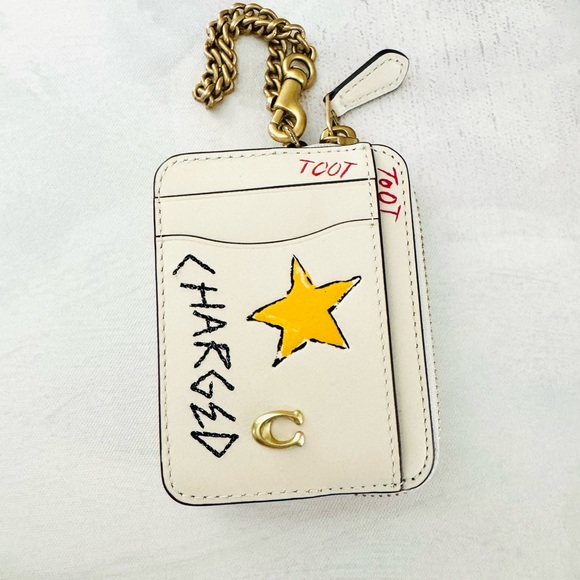Coach Handbags - Coach Cream Card Holder with Gold Chain